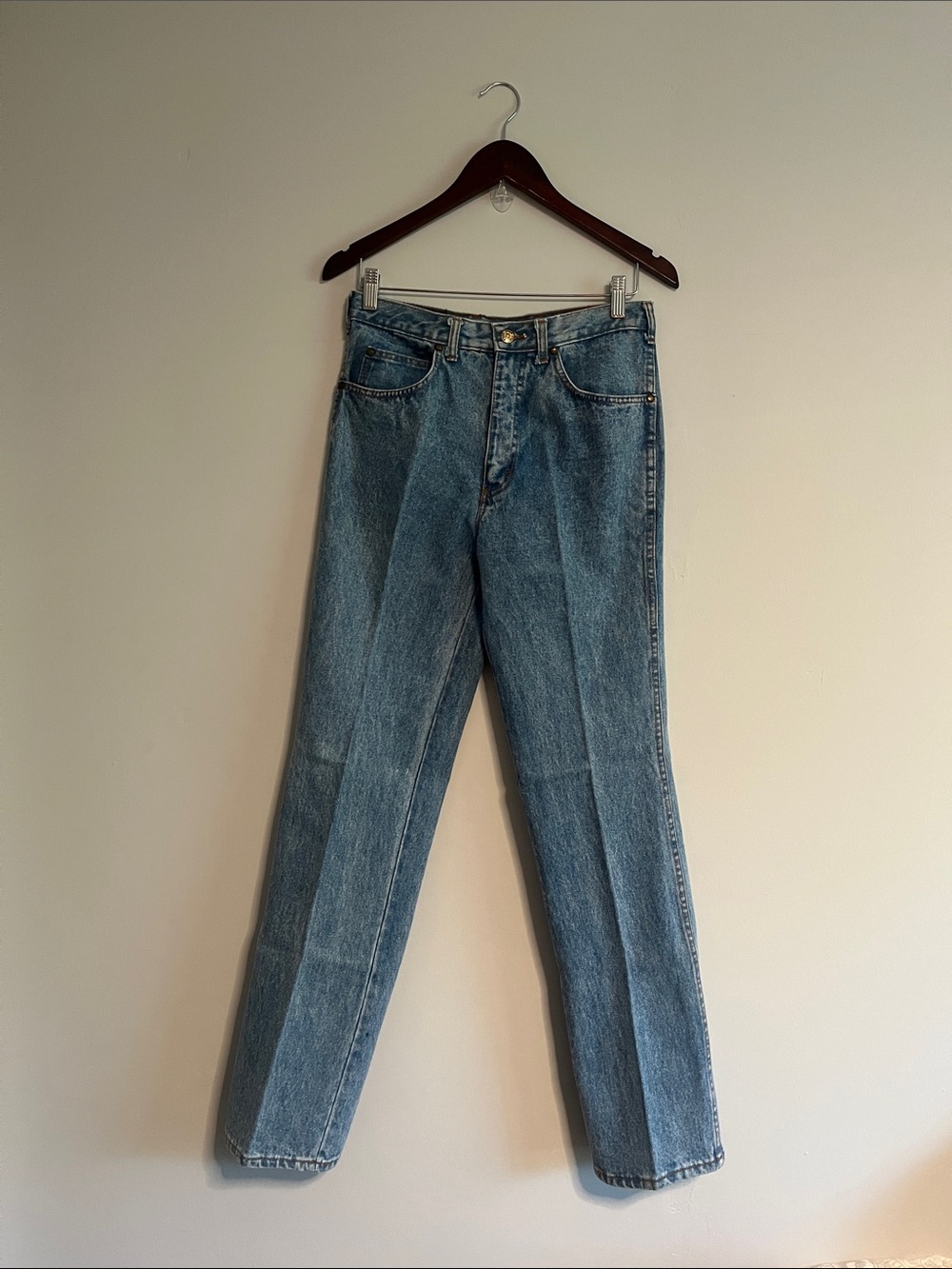 POST Vintage Carpenter High Rise Straight Leg Jeans Light Wash